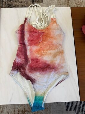 Women's One-Piece Swimsuit in Multicolor Watercolor Print